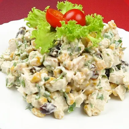 Салат с курицей, кукурузой и финиками | Salad with chicken, corn and date fruits