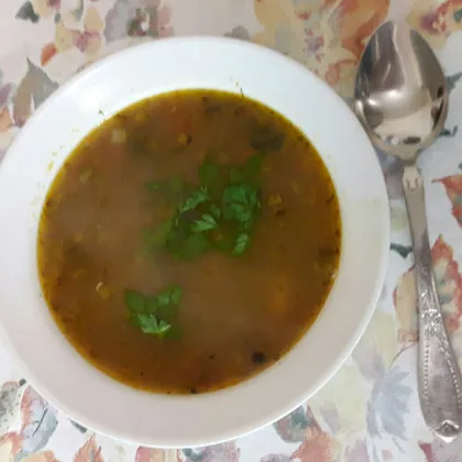 Грибной суп с фасолью и крупами