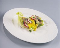 Салат из маринованной норвежской сельди и корнишонов с горчичным соусом