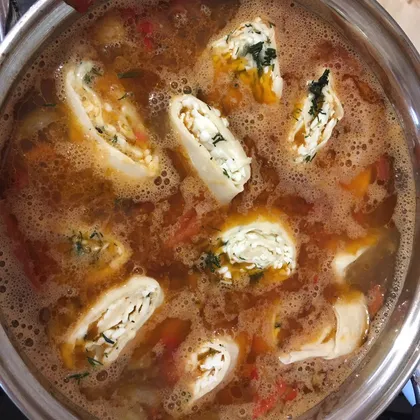 Суп с сырно-чесночными клёцками