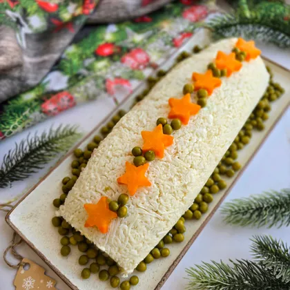 Салат Оливье в форме рулета