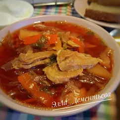 Борщ на индейке с болгарским перцем без зажарки