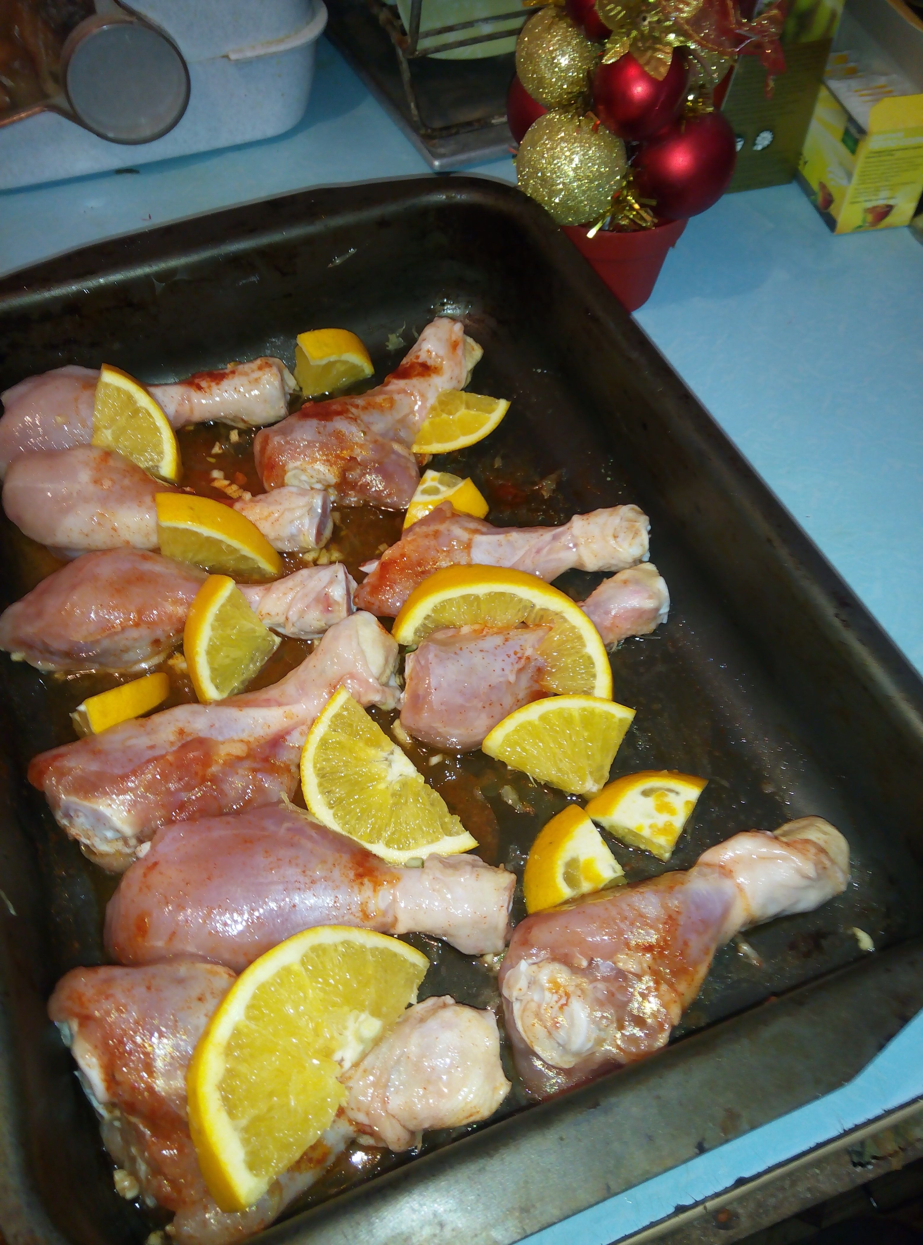 Куриные голени тушеные с апельсином в мультиварке - пошаговый фото-рецепт