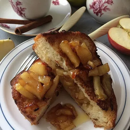 Французские тосты фаршированные яблоками в карамели #кулинарныймарафон
