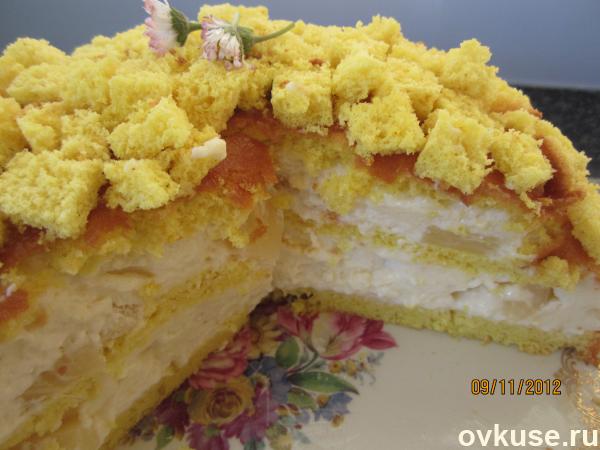 Торт "Мимоза" с шафраном и заварным кремом Шибус