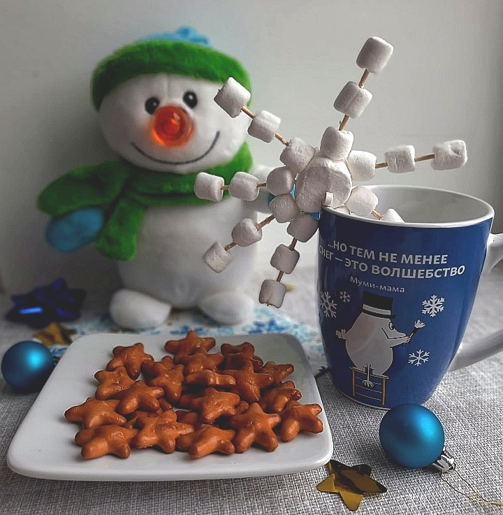 Снежинка из маршмеллоу