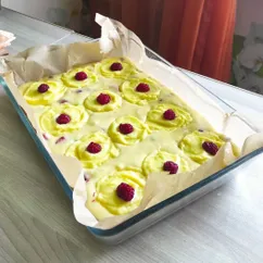 Бисквитный пирог с клубникой 🍓и заварным кремом