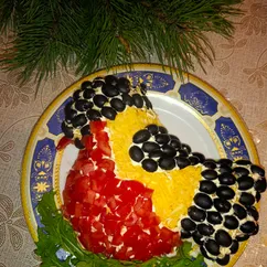 Салат "Снегирь" с говядиной