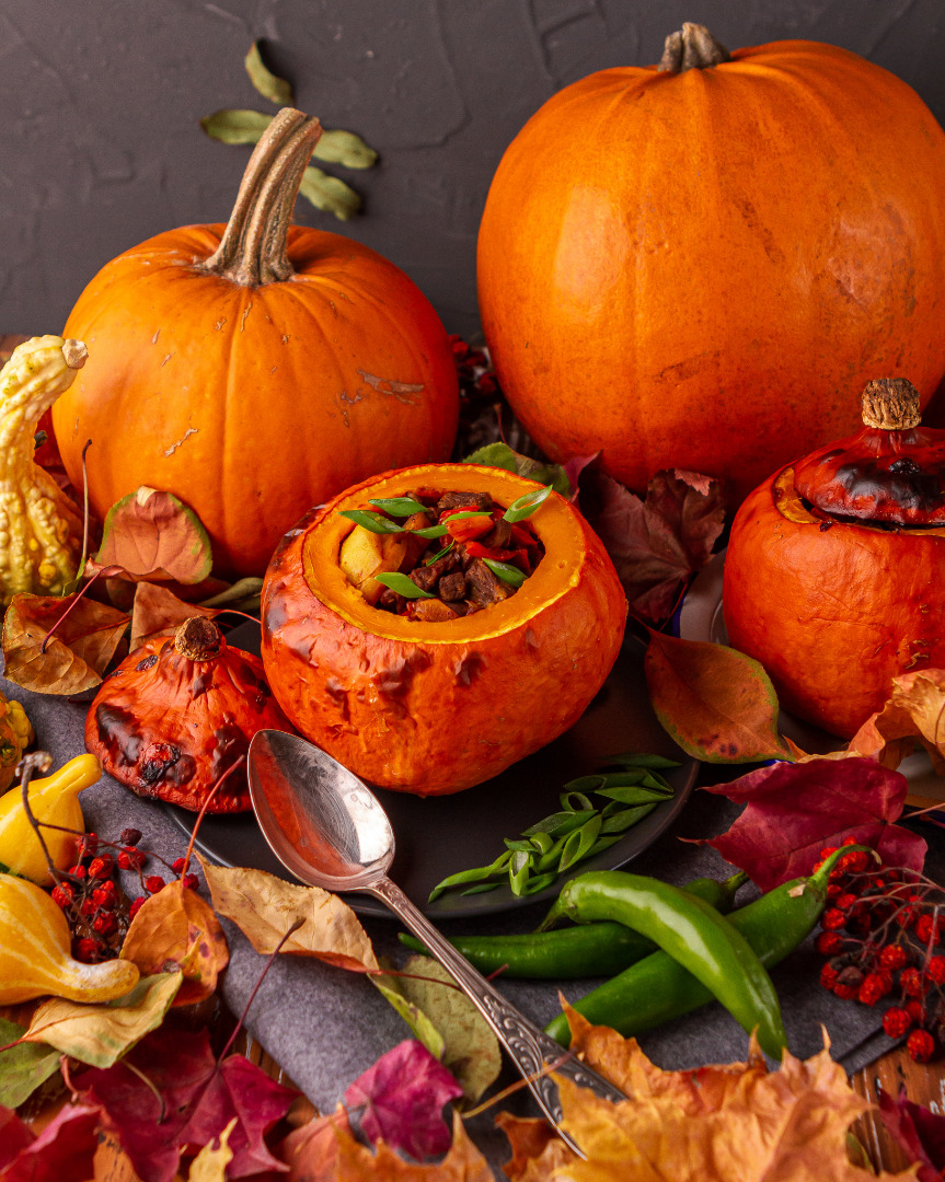 🎃Запеченное в тыквах мясо🎃