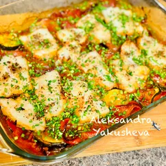 Треска с овощами в духовке