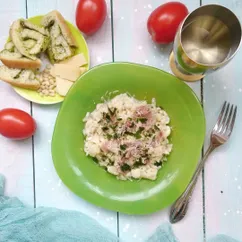 Ризотто с цветной капустой, миндалем и курицей