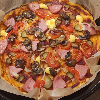 Пицца в духовке на кефире, самый быстрый рецепт