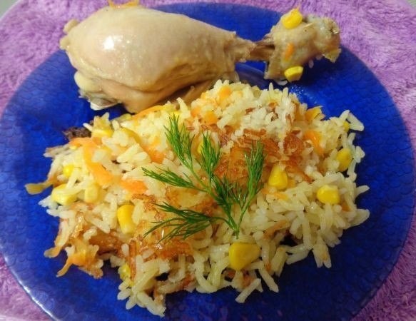 Паэлья с курицей и горошком