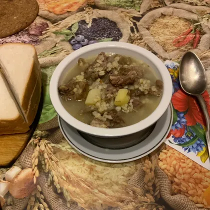 Суп с лесными грибами и булгуром