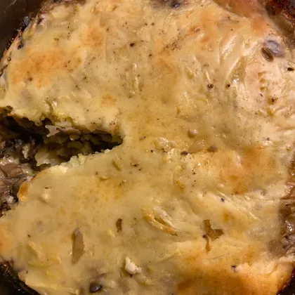 Заливной пирог с картофелем и грибами на кефире