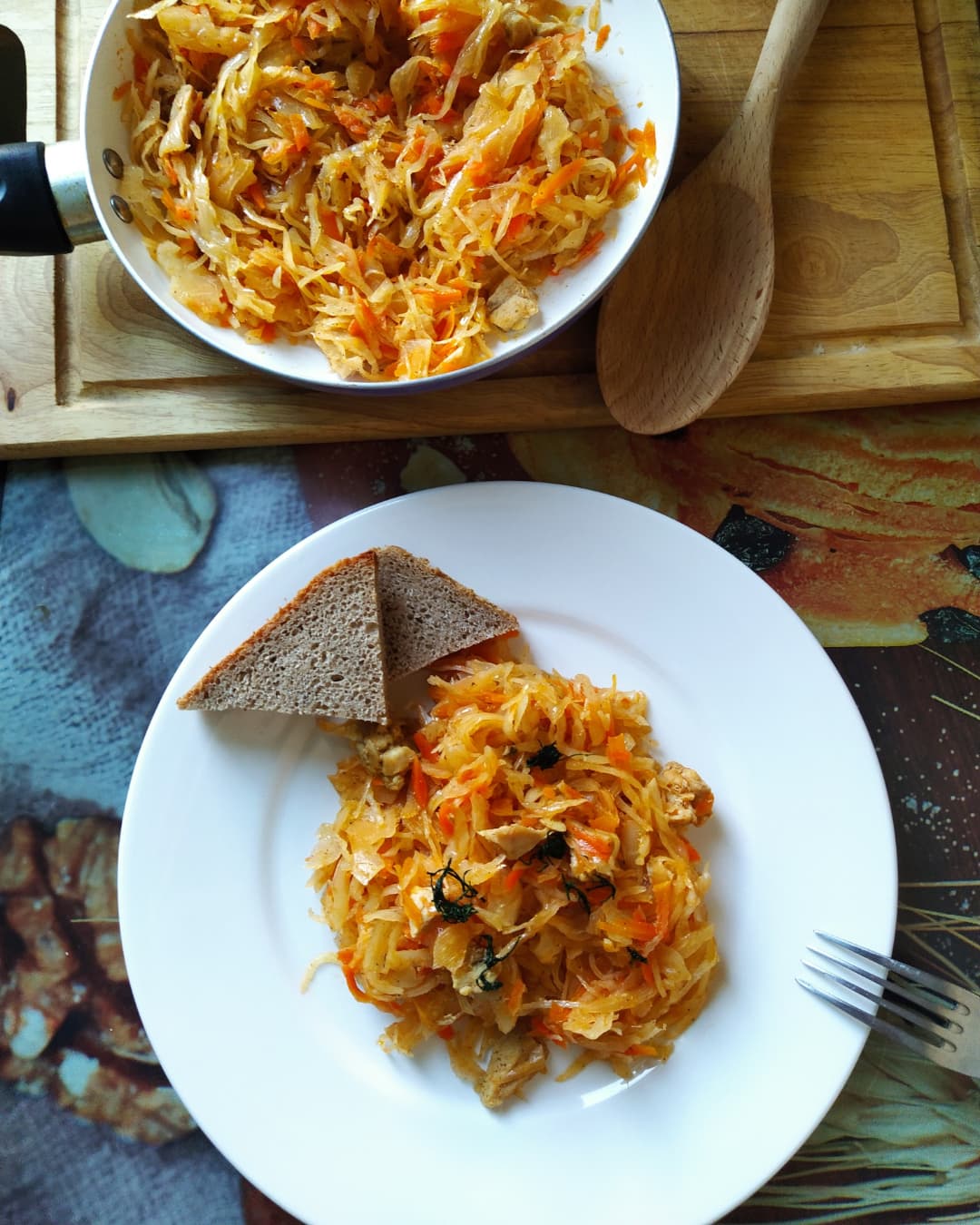 🌿 Капуста тушёная с мясом курицы