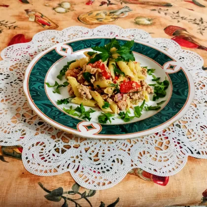 Макароны с фаршем и овощами