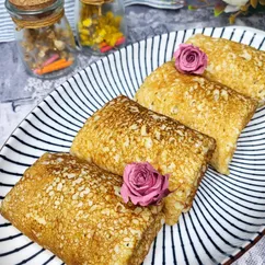 Дрожжевые блины с творогом 