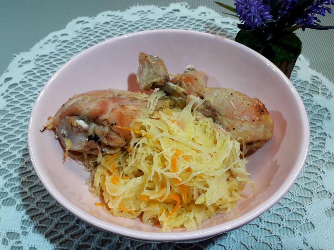 Курица с капустой в рукаве в духовке ПП