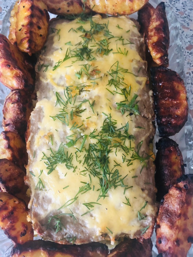 Мясной хлеб из куриного фарша с начинкой