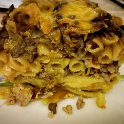 Запечённые с вешенками и овощами пенне