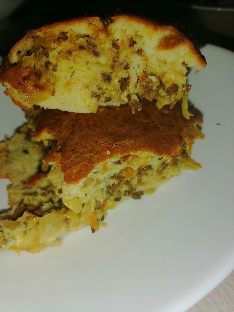 Пирог заливной с капустно-ливерной начинкой