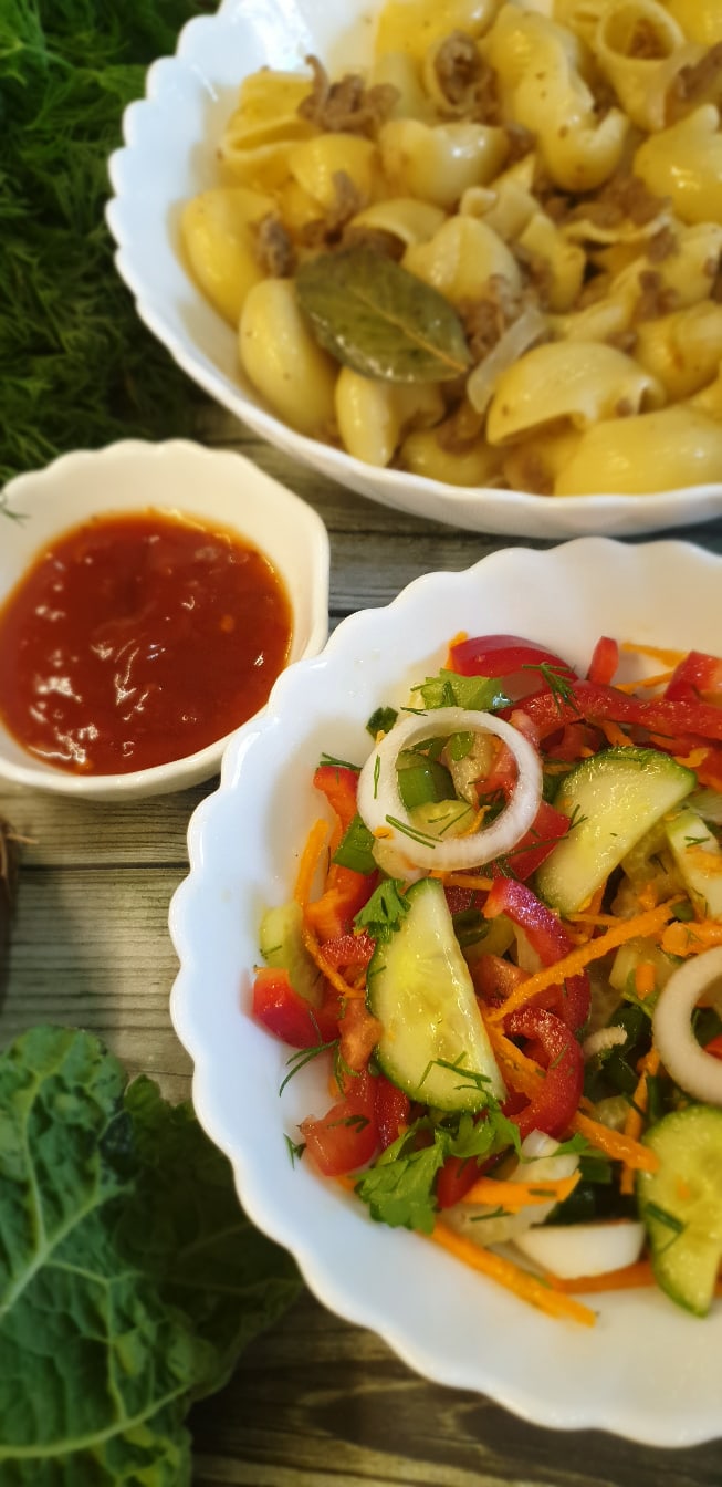 Грибной салат с овощами по-корейски