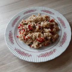 Каша овсяная с перцем и шампиньонами