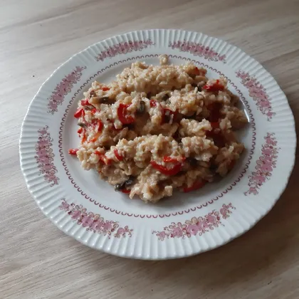 Каша овсяная с перцем и шампиньонами