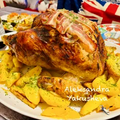 Индейка праздничная с беконом