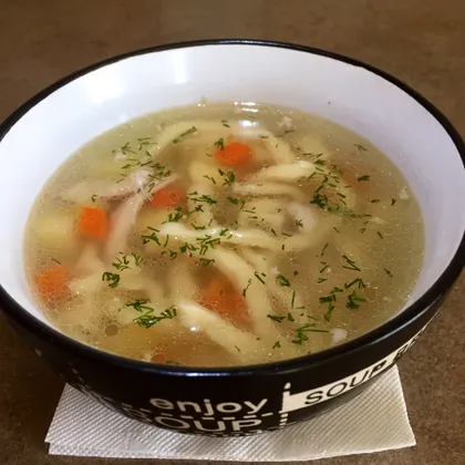 Суп из филе куриных голеней с домашней лапшой