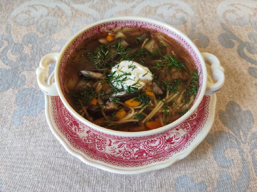 Грибной суп с вермишелью (из лесных грибов)
