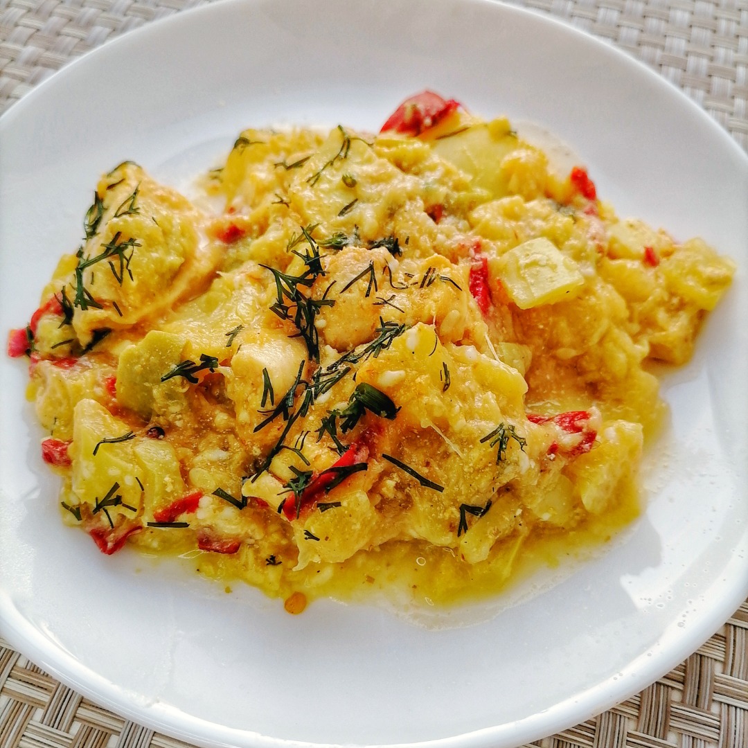 Цукини с курогрудкой и перчиком под соусом🤩ПП рецепт