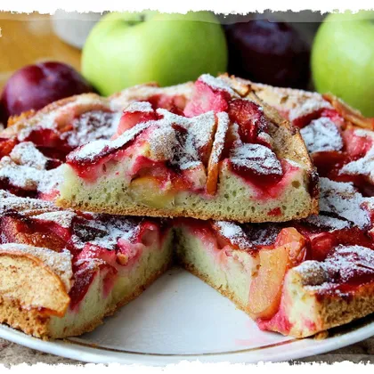 Июльский пирог с яблоками и сливами