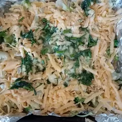 Запеканка из брокколи и цветной капусты с курицей