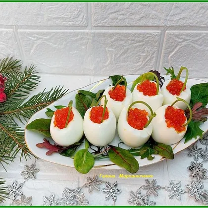 Фаршированные яйца "Лукошки" на Рождество