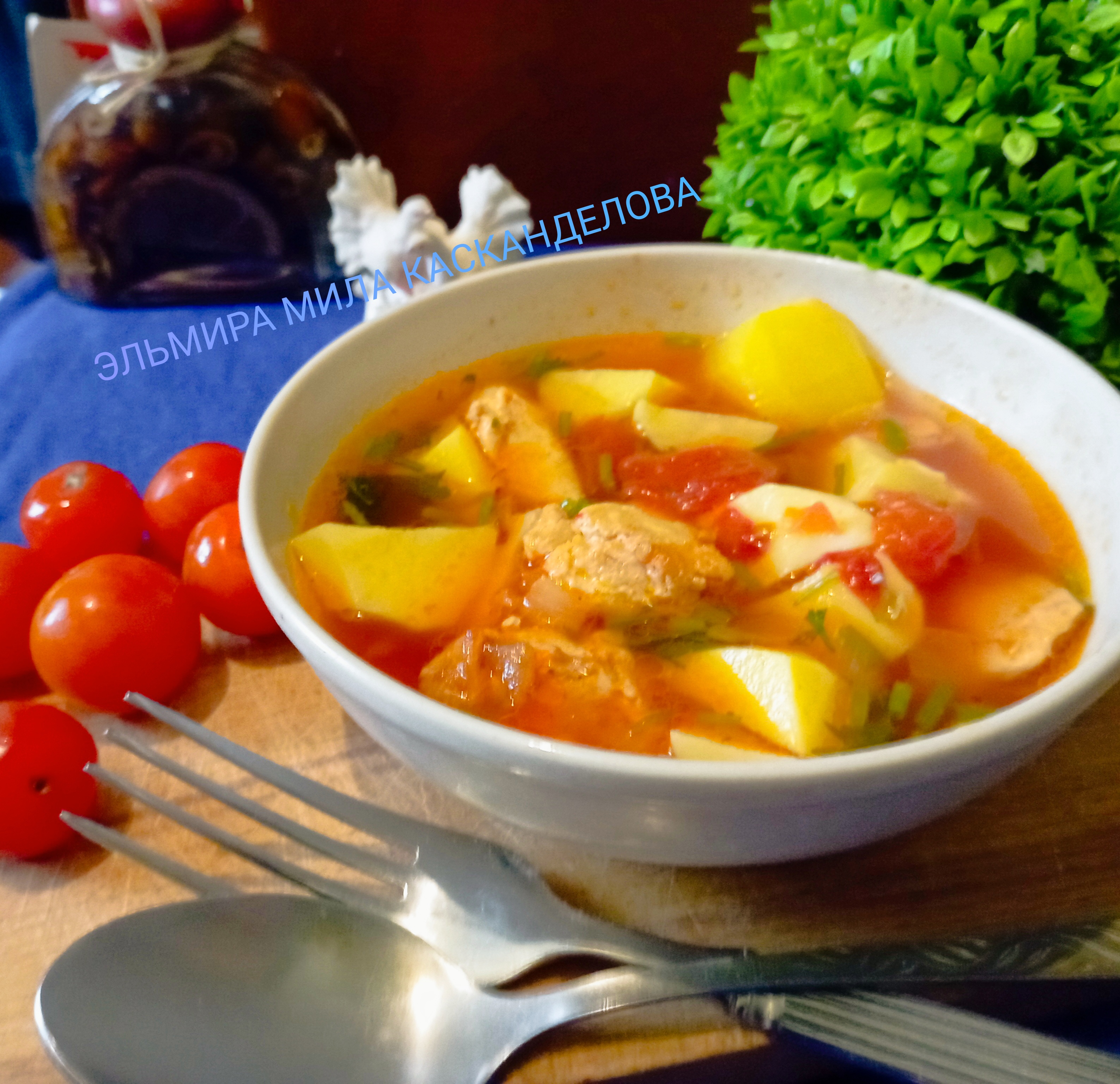 Картошка тушёная с куриным мясом