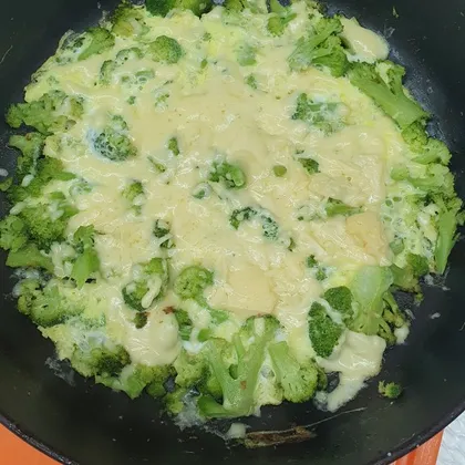 Запеканка из брокколи на завтрак на сковородке