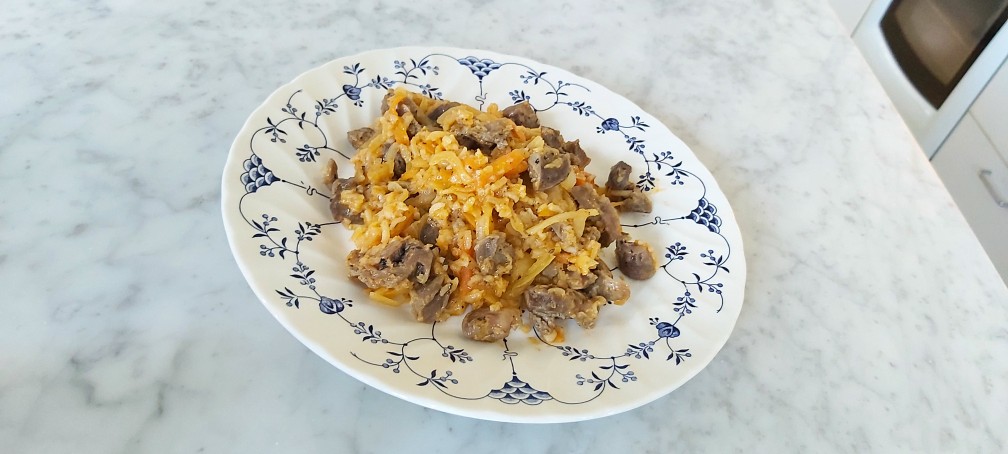 Ленивые голубцы с куриными желудками ПП