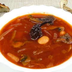 Постный борщ с грибами и грушами | Lean borsch with mushrooms and pears