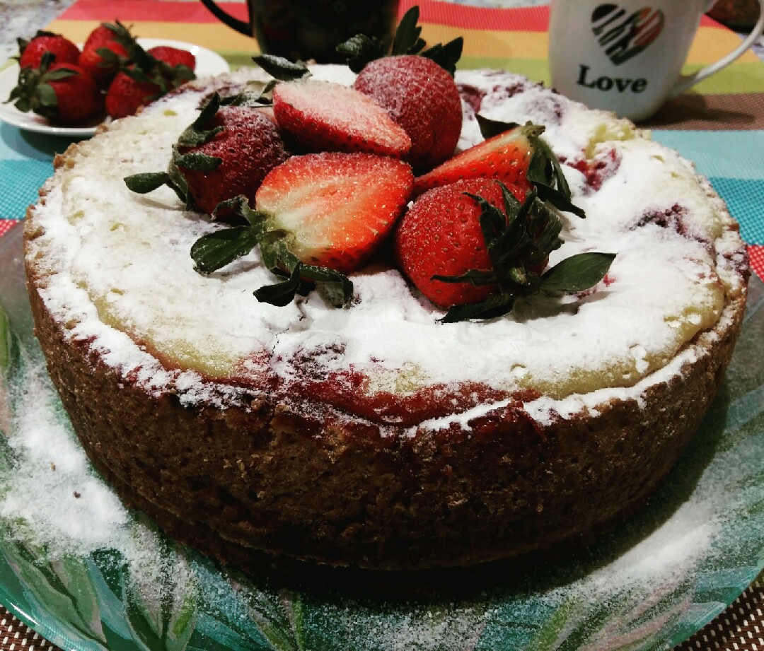 Клубничный тарт со сметанной заливкой🍓