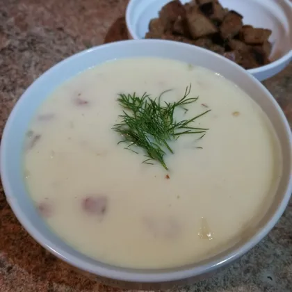 Ленивый сырный суп пюре с беконом