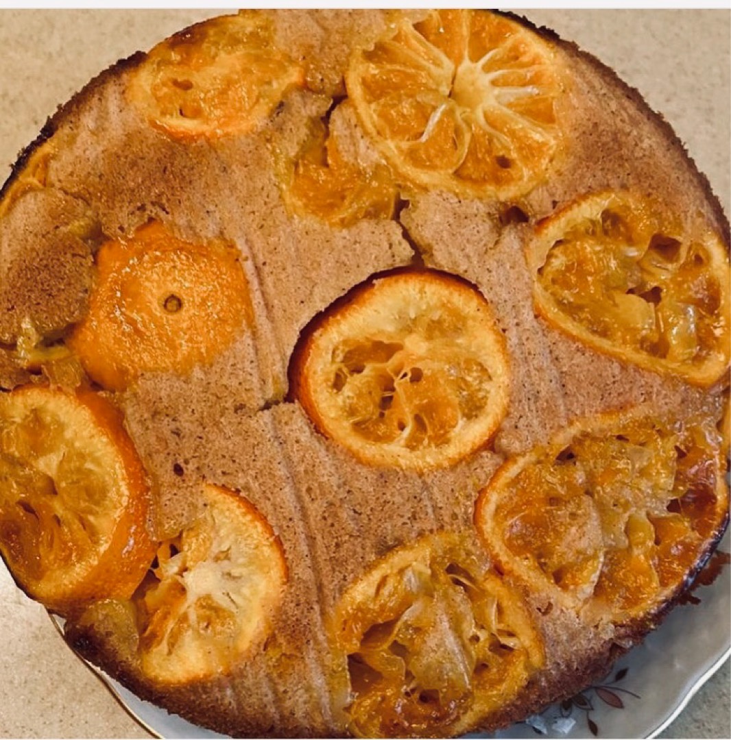 Шикарный пирог с мандаринами. Пирог-перевертыш