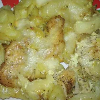 Картошка, запечённая в духовке с куриным филе