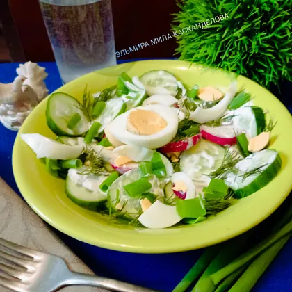 Салат с редисом, яйцом и огурцом