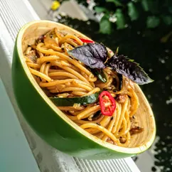 Лапша Ло Мейн со свининой и цукини 🍝 🇨🇳