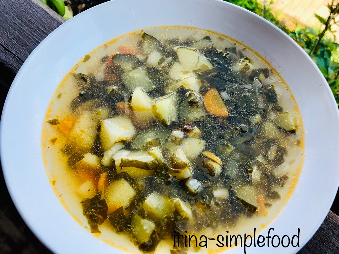 Овощной суп с огурцами