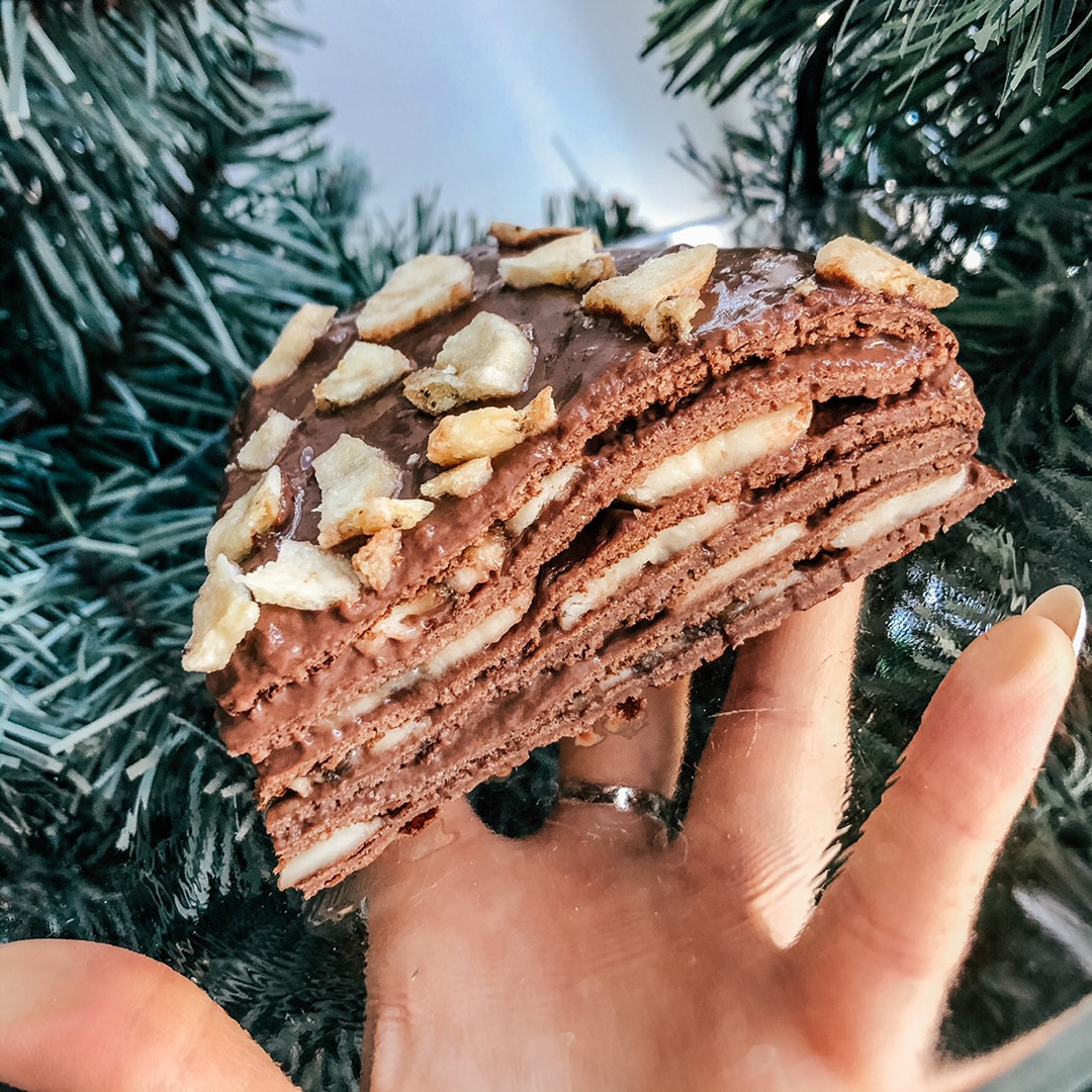 Шоколадный торт со сгущёнкой и бананом. Рецепт приготовления