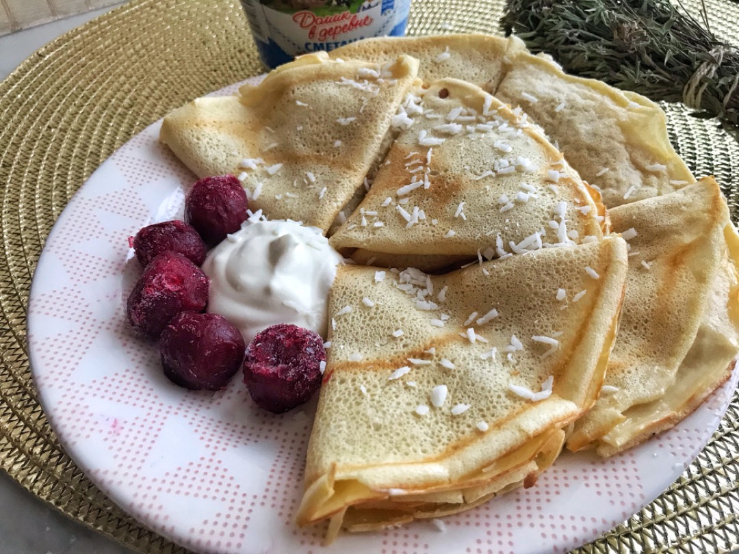 Блины на молоке и минеральной воде