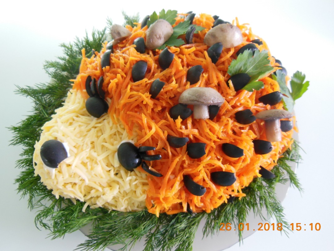 Салат «Ёжик» с морковью по-корейски: пошаговый рецепт с фото